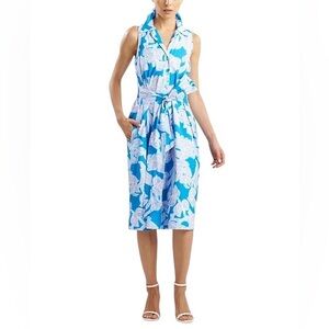 Natori Cotton Floral Print Shirt Dress Size Large NWT